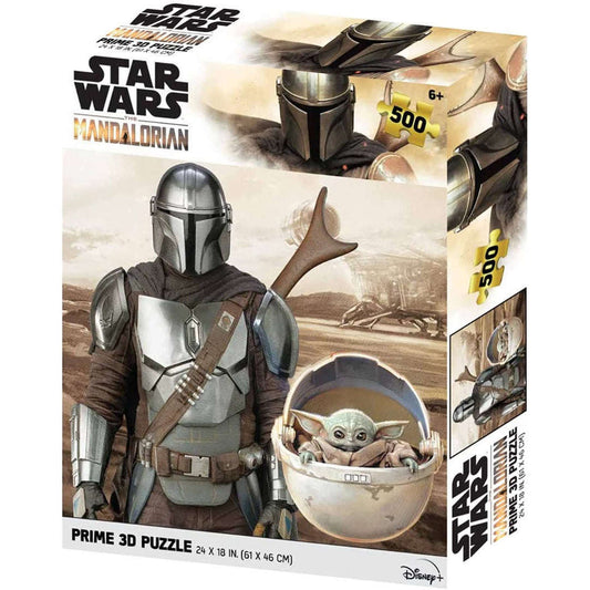 Toys N Tuck:Star Wars The Mandalorian 3D Puzzle 500pc - Mando and Grogu,Star Wars The Mandalorian