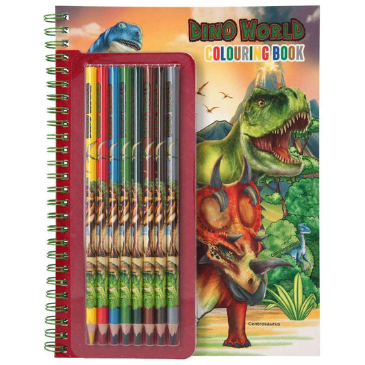 Toys N Tuck:Dino World Colouring Book With Coloured Pencils,Dino World