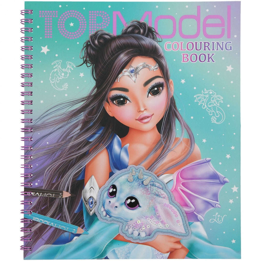 Toys N Tuck:Depesche Top Model Dragon Love Colouring Book With Sequins,Top Model