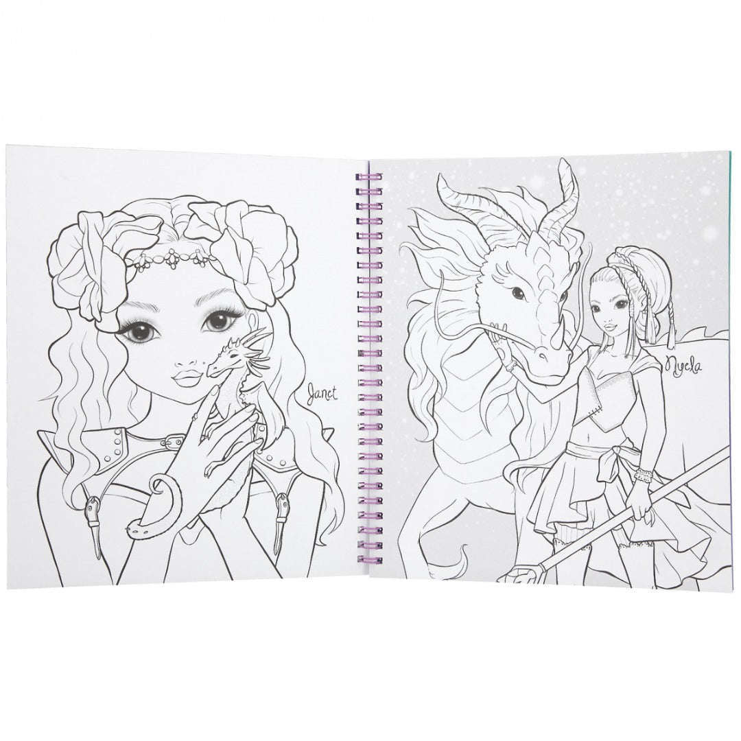 Toys N Tuck:Depesche Top Model Dragon Love Colouring Book With Sequins,Top Model