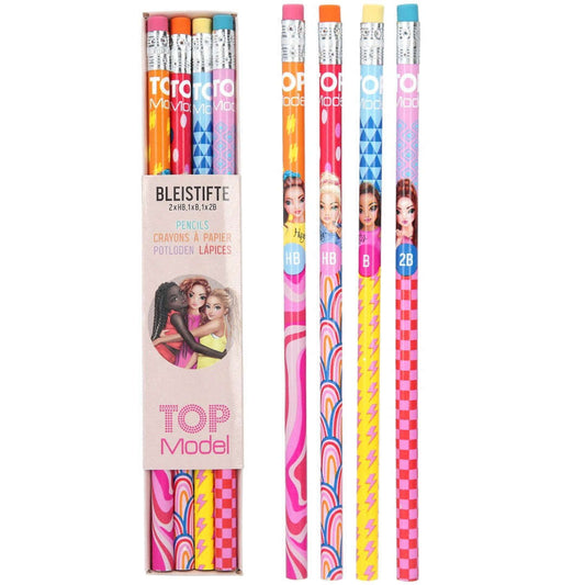 Toys N Tuck:Depesche Top Model 4 Pencil Set - Hayden, Candy, Talita, Lexy,Top Model