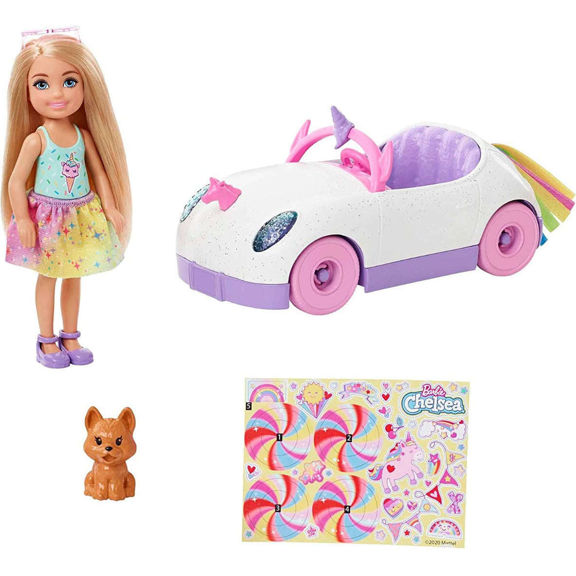 Toys N Tuck:Barbie Chelsea Doll & Unicorn Car,Barbie