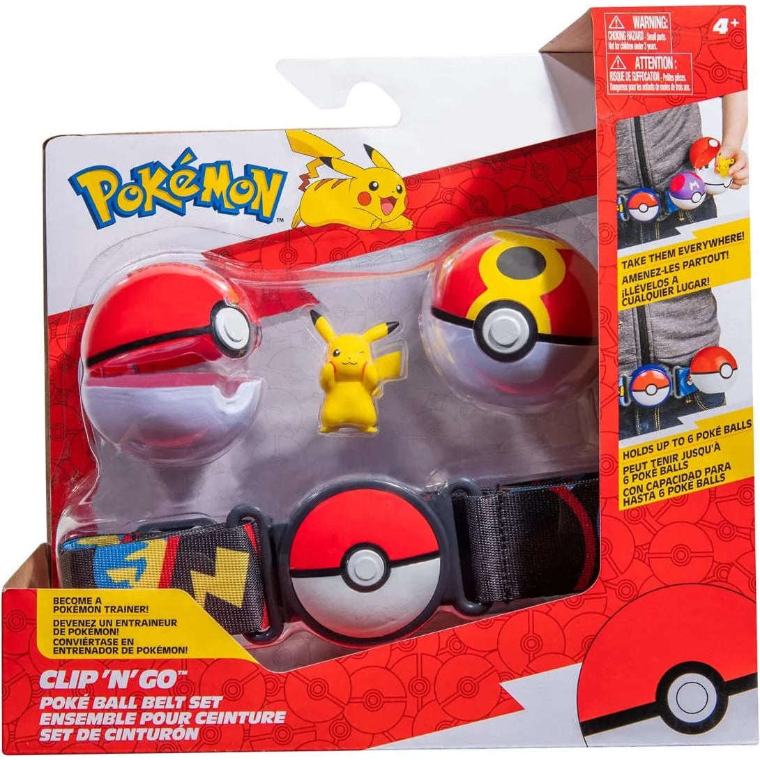 Toys N Tuck:Pokemon Clip 'N' Go Poke Ball Belt Set - Pikachu (Blue),Pokemon