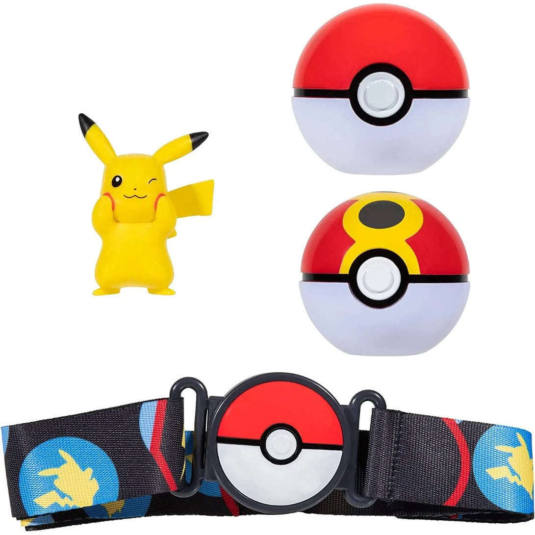 Toys N Tuck:Pokemon Clip 'N' Go Poke Ball Belt Set - Pikachu (Blue),Pokemon