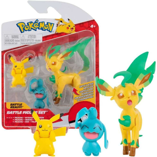 Toys N Tuck:Pokemon Battle Figure Set - Pikachu Wynaut Leafeon,Pokemon