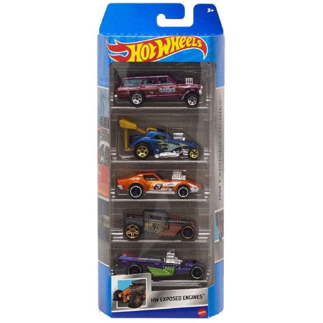 Toys N Tuck:Hot Wheels 5 Vehicle Pack - HW Exposed Engines (HFV90),Hot Wheels