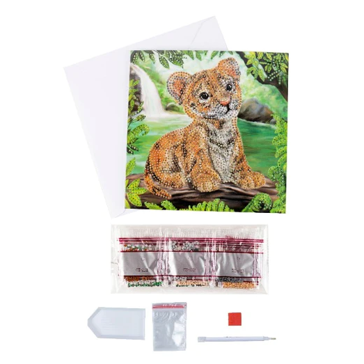 Toys N Tuck:Crystal Art Card Kit - Tiger Cub,Crystal Art