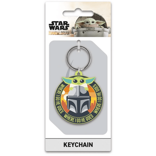 Toys N Tuck:Rubber Keychain - The Mandalorian (Where I Go He Goes),Star Wars